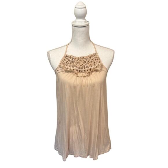 Vintage Express Cream Halter Top 90s Y2K Coquette Boho M - Picture 1 of 5
